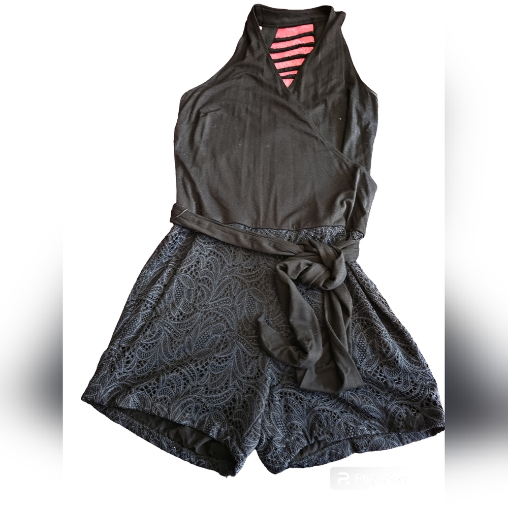 Cache Black Romper With Front Wrap Around Bow - image 6